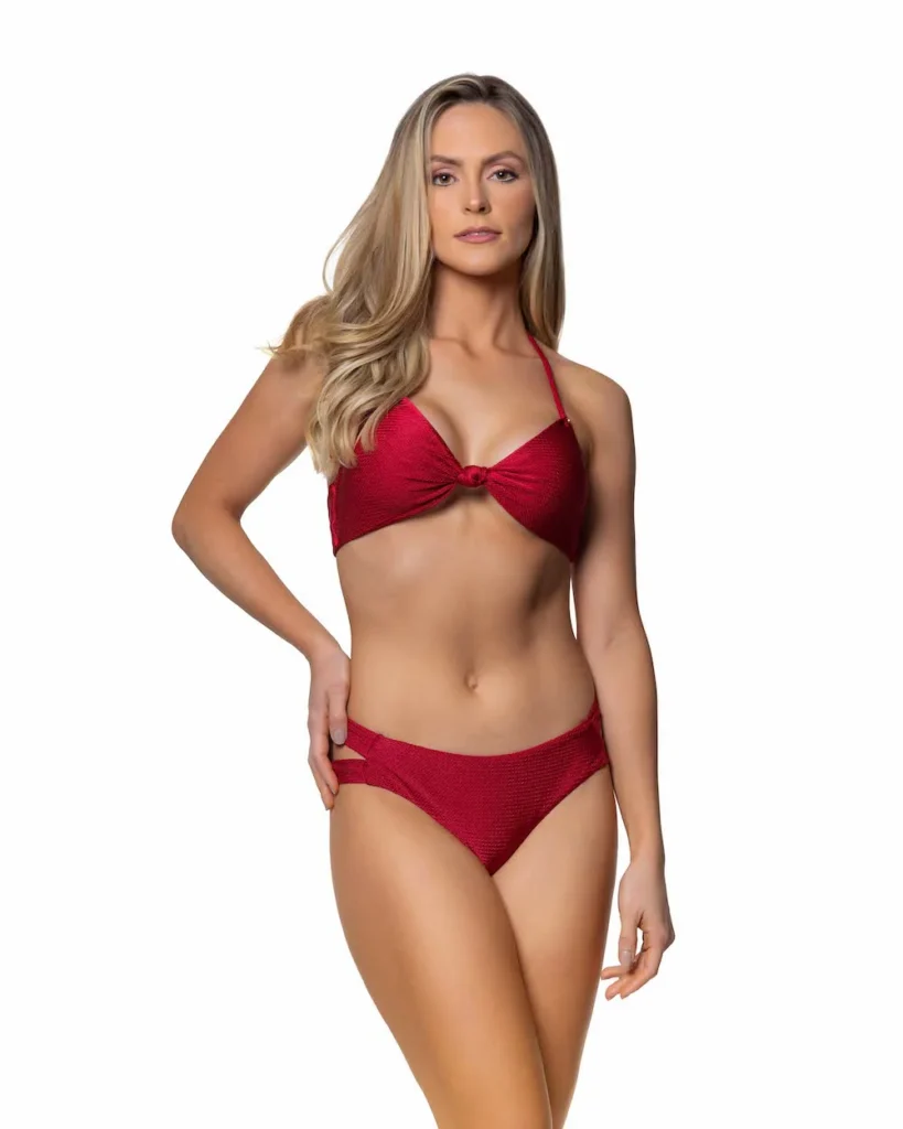 Knot Red Textured Bikini